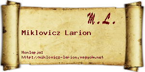 Miklovicz Larion névjegykártya